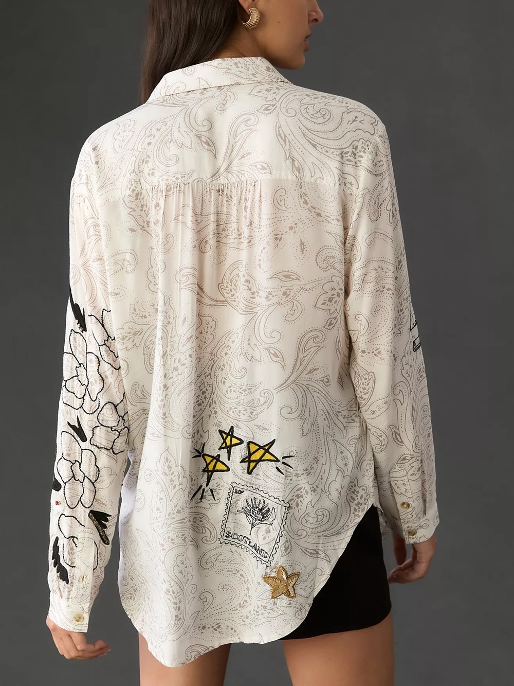 NWOT Pilcro Souvenir Embellished Buttondown Shirt Women’s Small - Picture 3 of 15